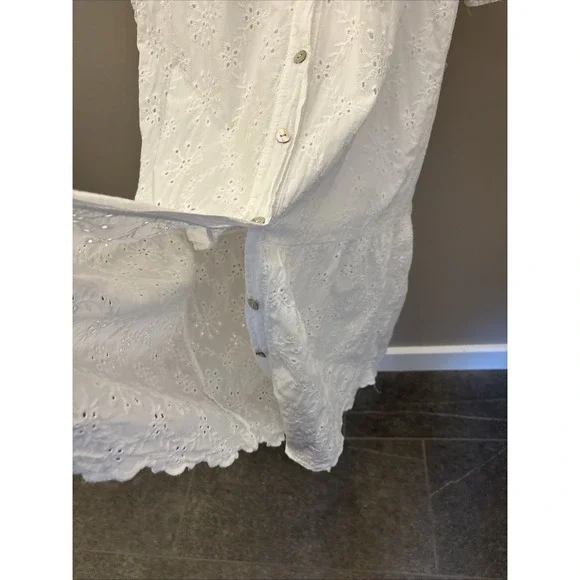 Laura Bianchi Italy Eyelet Midi Dress White Cotton Tiered Cottagecore Lined Sz S - Picture 10 of 16